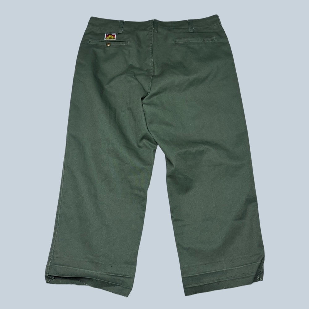 Ben Davis Gorilla Cut Pants Mens 40 Green Wide Leg Raw Hem Cropped Workwear